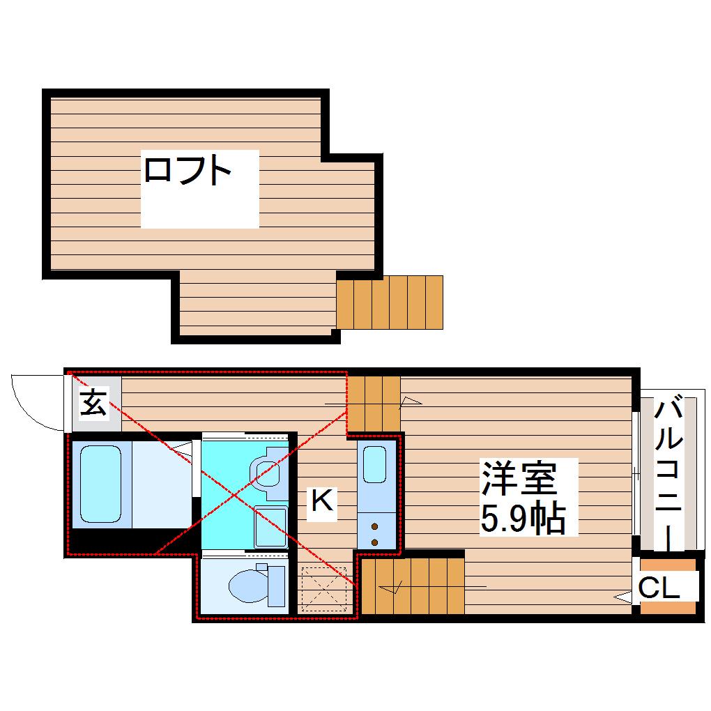 LIBRACOURT南小泉(1K/1階)の間取り写真