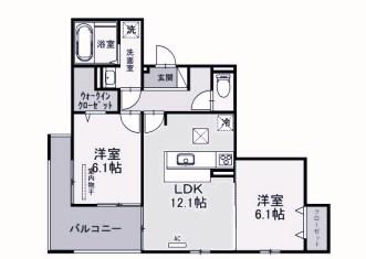 ヴィクトワール 庄(2LDK/2階)の間取り写真