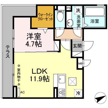 アンフィニときわ(1LDK/1階)の間取り写真