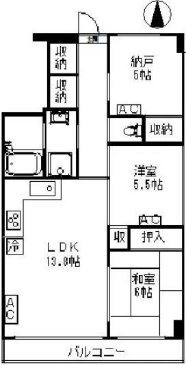 エスポワール(2SLDK/5階)の間取り写真
