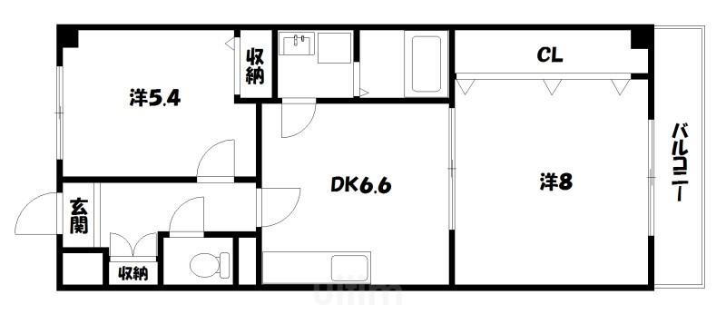 ルミエール沼田(2DK/1階)の間取り写真