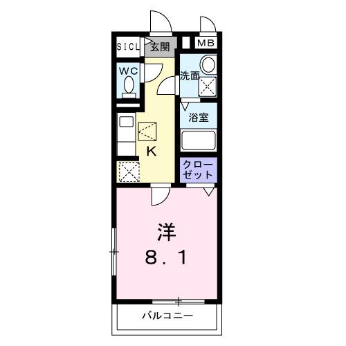 ブレーメンハウス(1K/1階)の間取り写真