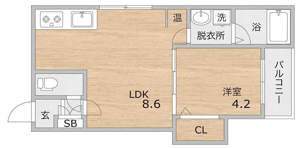 GRANDIR御崎I(1LDK/1階)の間取り写真