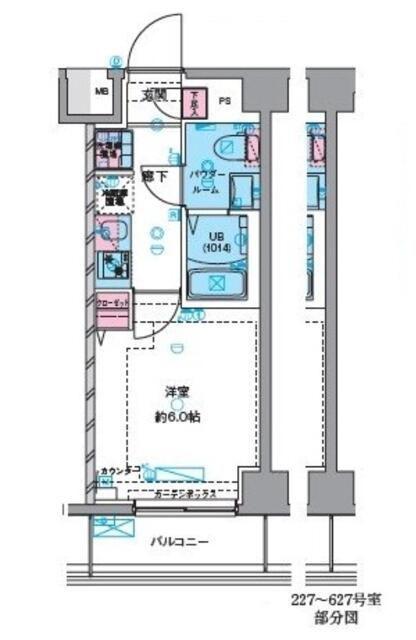 ジェノヴィアお花茶屋IIスカイガーデン(1K/6階)の間取り写真