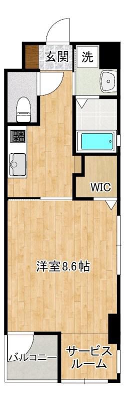 アルバース三萩野(1K/4階)の間取り写真