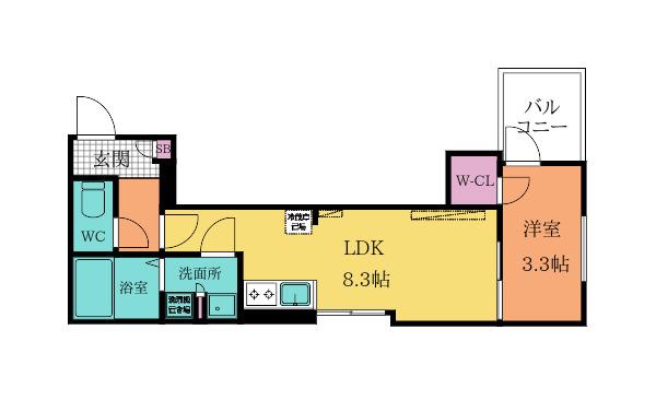 TIDY西小倉(1LDK/1階)の間取り写真