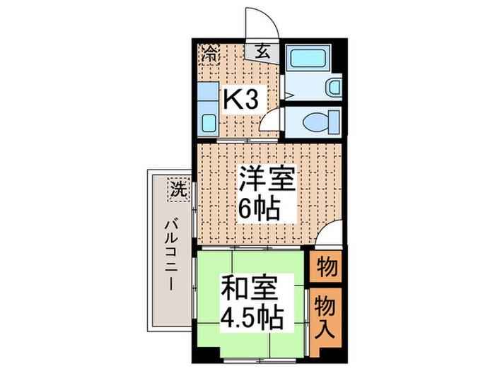 豊田ハイツ(2K/2階)の間取り写真