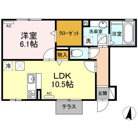 カーサ トライアンフ(1LDK/1階)の間取り写真