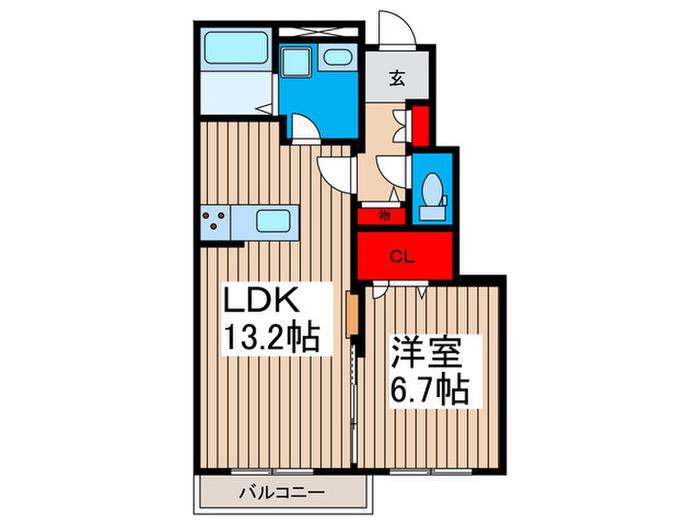 CARMEL TC(1LDK/1階)の間取り写真