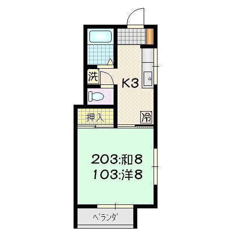 AMI 1(1K/1階)の間取り写真