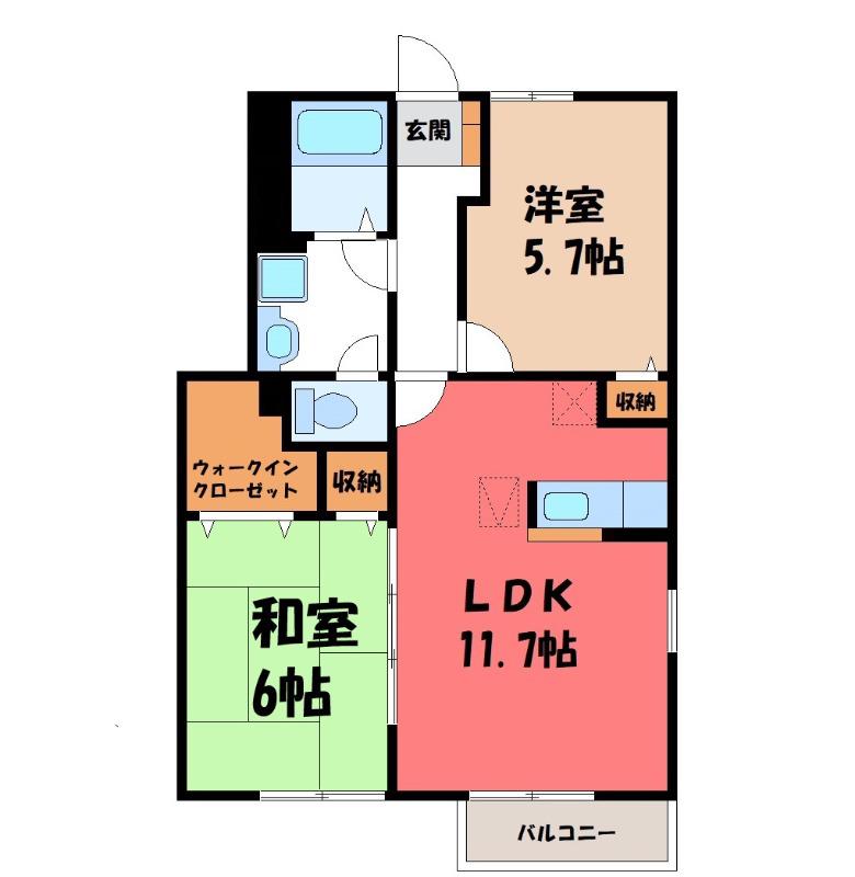 フレスコプレステ-ジ(2LDK/1階)の間取り写真