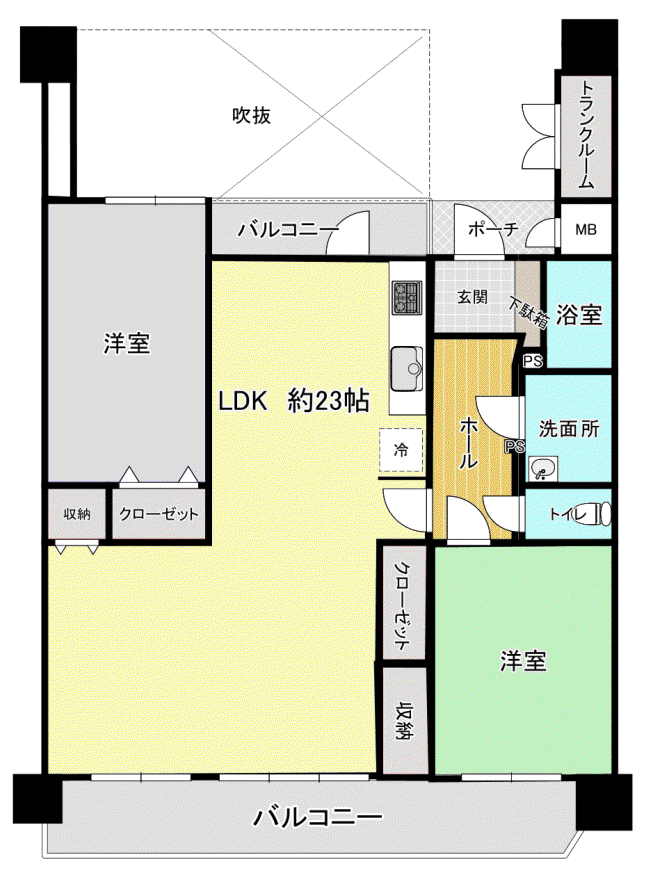 サンライフ小倉原町(2LDK/12階)の間取り写真