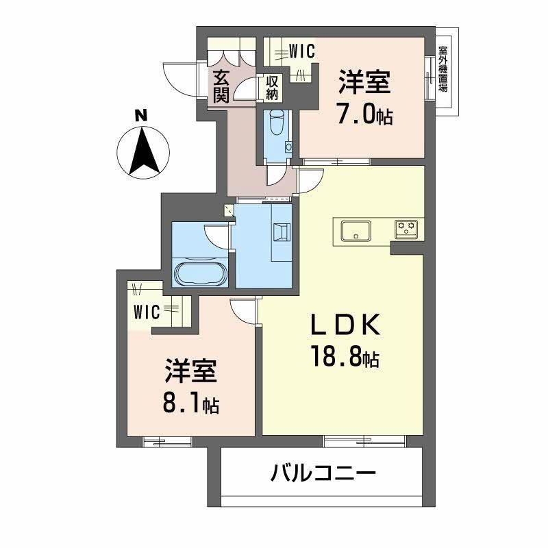 ファミール夜寒(2LDK/3階)の間取り写真
