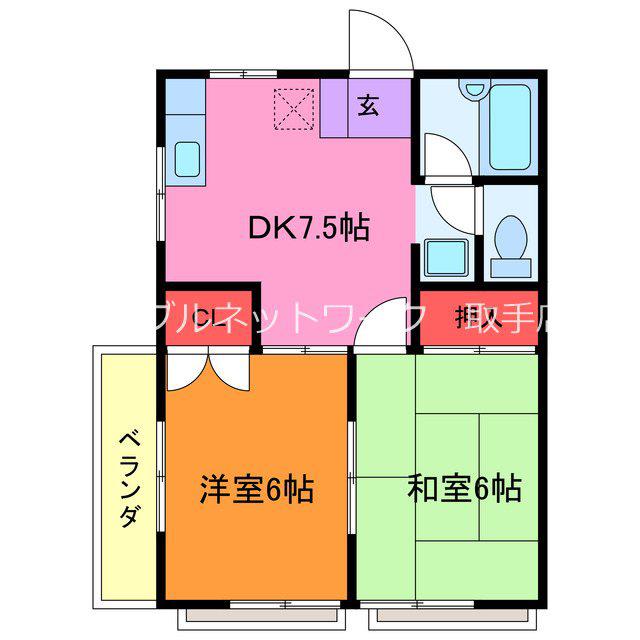 エスペランサA(2DK/2階)の間取り写真
