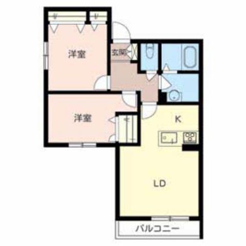 エクラシエガーデンⅠ(2LDK/2階)の間取り写真