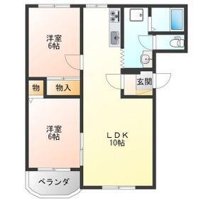 ハーモニーハイツ(2LDK/2階)の間取り写真