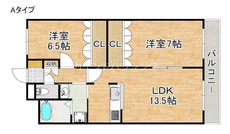 サウス23(2LDK/1階)の間取り写真