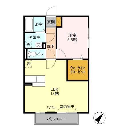 エスペランサII(1LDK/2階)の間取り写真