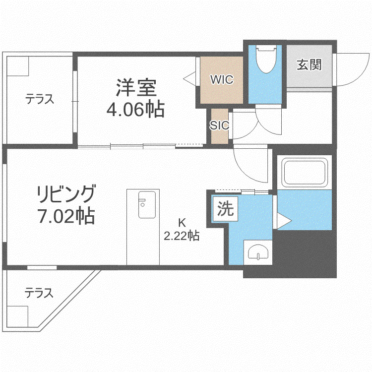 ヴァンテール月寒東(1LDK/1階)の間取り写真