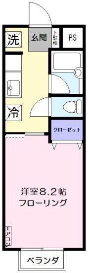 イーストヒルズ(1K/1階)の間取り写真