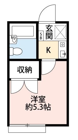 ユニベル中原(1K/1階)の間取り写真