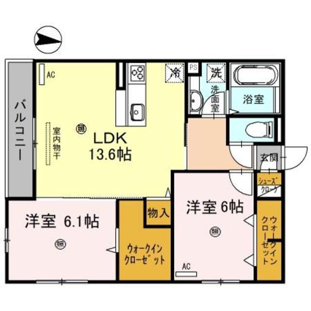 D-ROOM日前宮前(2LDK/2階)の間取り写真