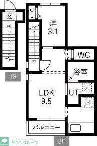 マックスレジデンシア荒巻(1LDK/2階)の間取り写真
