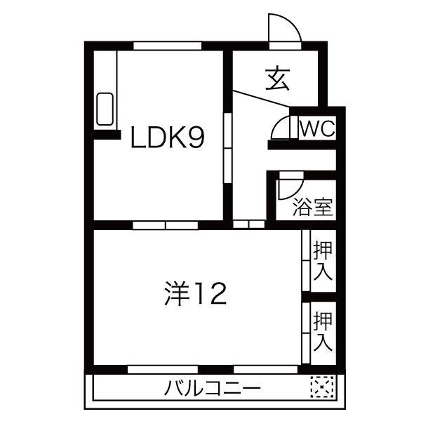 ハイツ久郷(1LDK/2階)の間取り写真