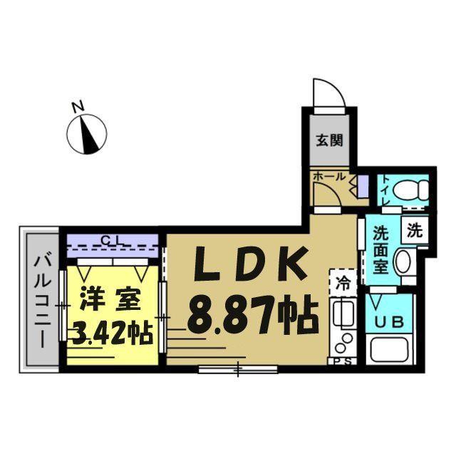 AJ春日部(1LDK/2階)の間取り写真
