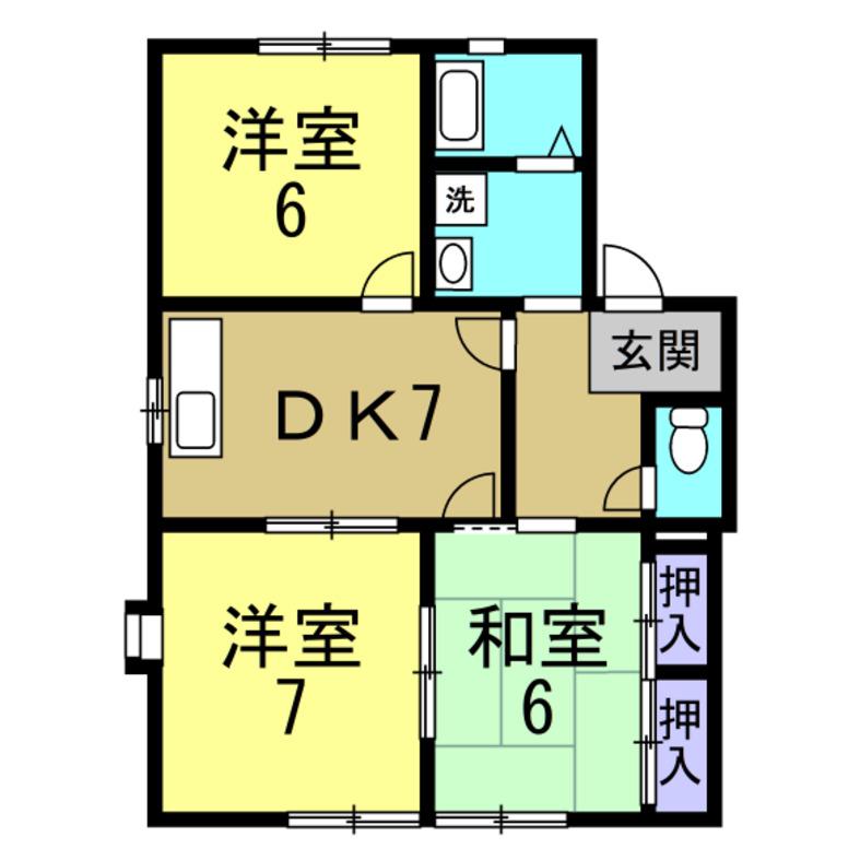 グリーンコートB(3DK/1階)の間取り写真