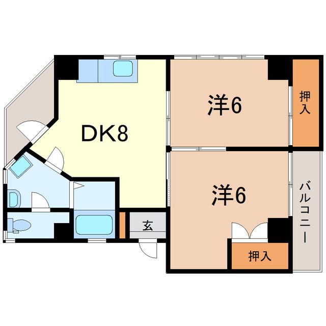 Dビル(2DK/3階)の間取り写真