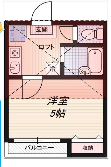 STAGE四ツ谷(1K/2階)の間取り写真