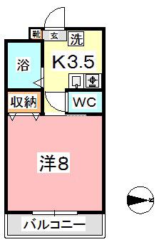 ライフリスタ阿賀崎B(1K/1階)の間取り写真