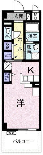 サンリットW I棟(ワンルーム/1階)の間取り写真