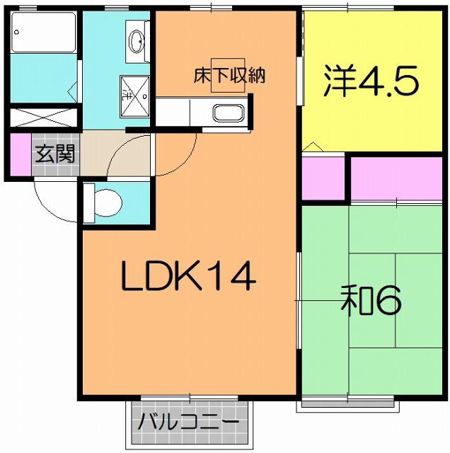 グローバル西多賀(2LDK/1階)の間取り写真