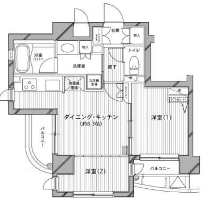 デュオ・スカーラ田端(2DK/3階)の間取り写真