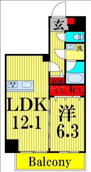 ラ・クール(1LDK/3階)の間取り写真