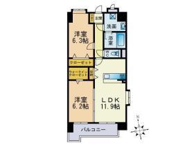 ラフォルトゥーナ姪浜2番館(2LDK/5階)の間取り写真