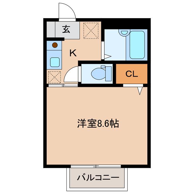グリーンルーフ(1K/2階)の間取り写真