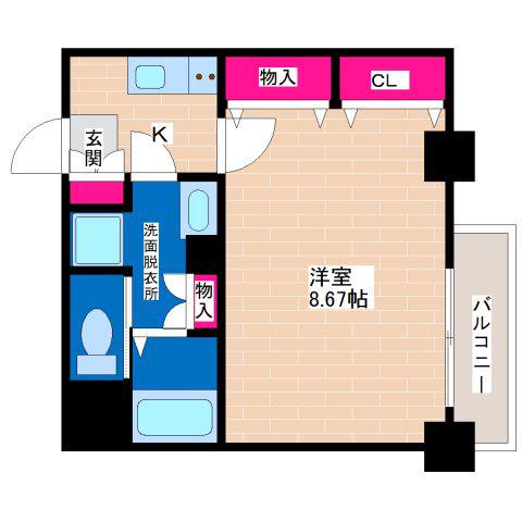 グローハイツ平野本町(1K/5階)の間取り写真