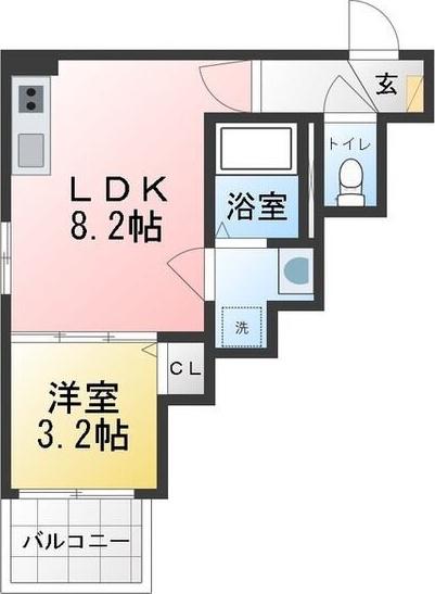 クラール川名(1LDK/2階)の間取り写真