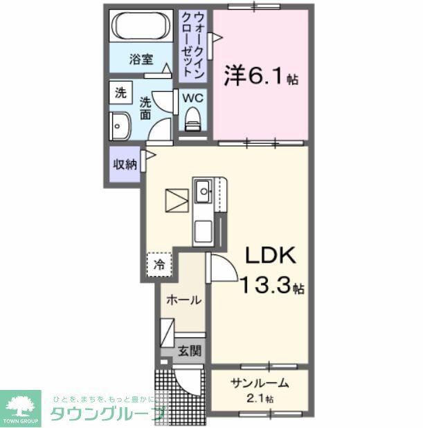 ブリッサ B(1LDK/1階)の間取り写真