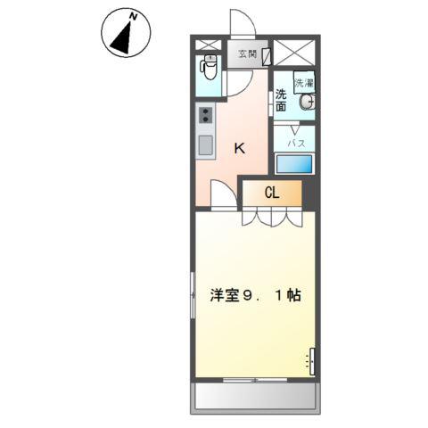CONVIVERE(1K/1階)の間取り写真