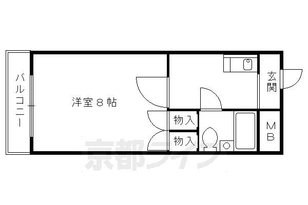 エクセレント丸太町(1K/2階)の間取り写真