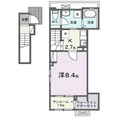 ティグレ(1K/2階)の間取り写真