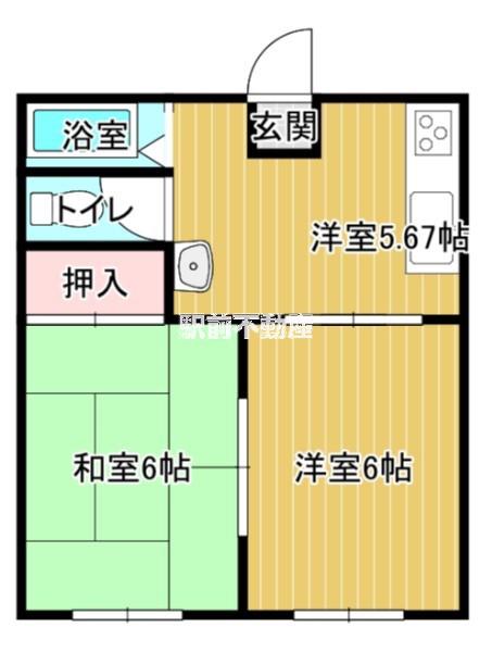タウニー若宮(2DK/1階)の間取り写真