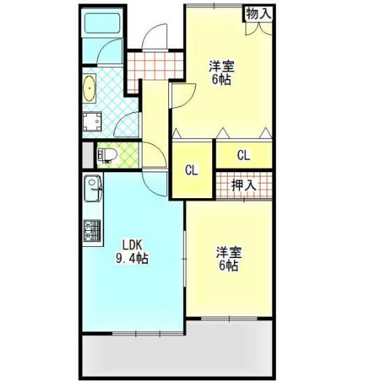 中央ハイツ海老塚(2LDK/10階)の間取り写真