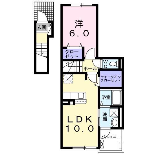 インフィニティ(1LDK/2階)の間取り写真