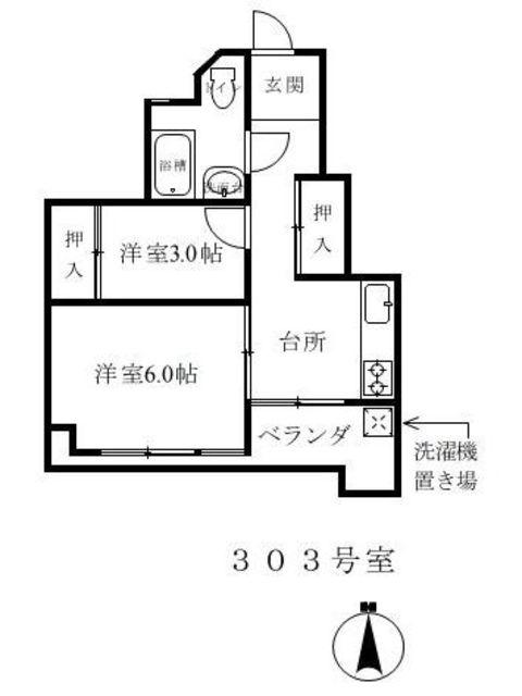 コクセイマンション(2K/3階)の間取り写真