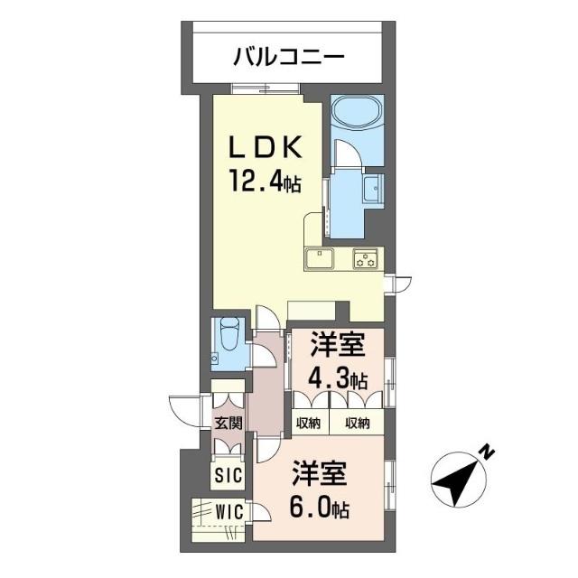 アリコルージュ(2LDK/4階)の間取り写真